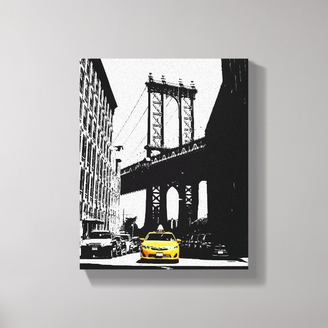 Impressão Em Tela Ponte Nyc Nova Iorque Yellow Taxi Brooklyn (Frente)