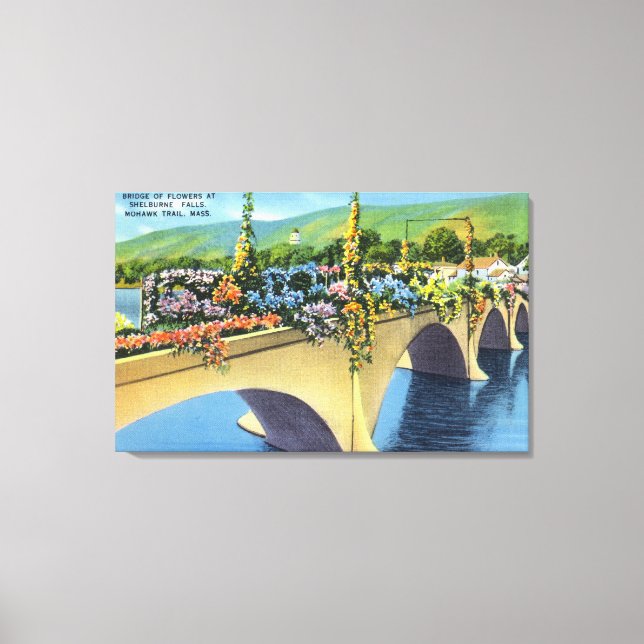 Impressão Em Tela Ponte Shelburne Falls das Flores (Frente)