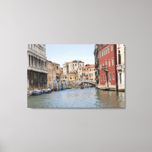 Impressão Em Tela Ponte sobre um canal, canal grande, Veneza, Italia