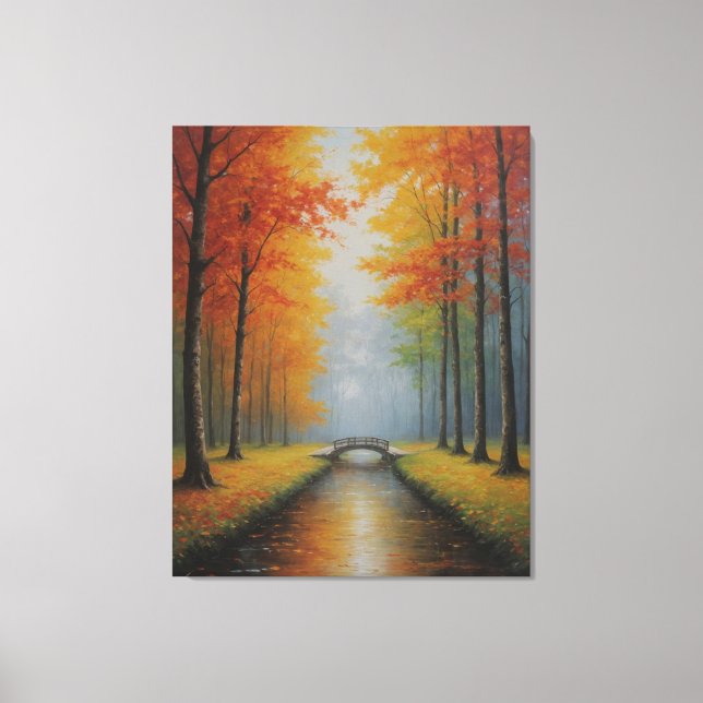 Impressão Em Tela ponte sobre um ribeiro com árvores (Frente)