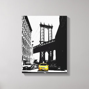Impressão Em Tela Ponte Yellow Taxi Brooklyn Nova Iorque Art