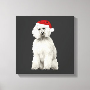 Impressão Em Tela Poodle de Natal Árvore de Natal Cão Cachorro Aquar