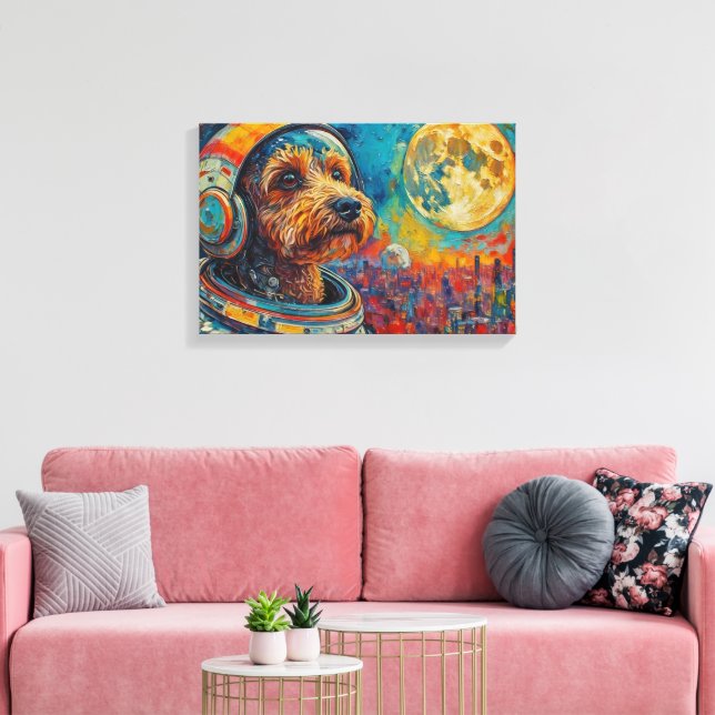 IMPRESSÃO EM TELA POODLE NO ESPAÇO (Insitu(Sala de estar))