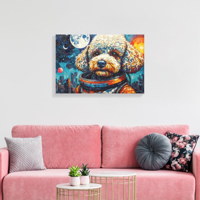 IMPRESSÃO EM TELA POODLE NO ESPAÇO-4 (Insitu(Sala de estar))