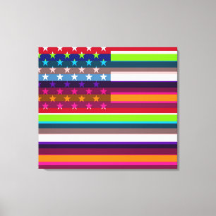 Impressão Em Tela Pop art 7 da bandeira americana