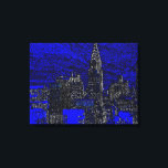 Impressão Em Tela Pop-Art azul preto<br><div class="desc">Ponte Brooklyn, rio e paisagem urbana de Manhattan, arranha-céus e edifícios</div>