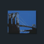 Impressão Em Tela Pop Art Black & Blue Brooklyn Bridge<br><div class="desc">Manhattan Cityscape,  arranha-céus e edifícios</div>