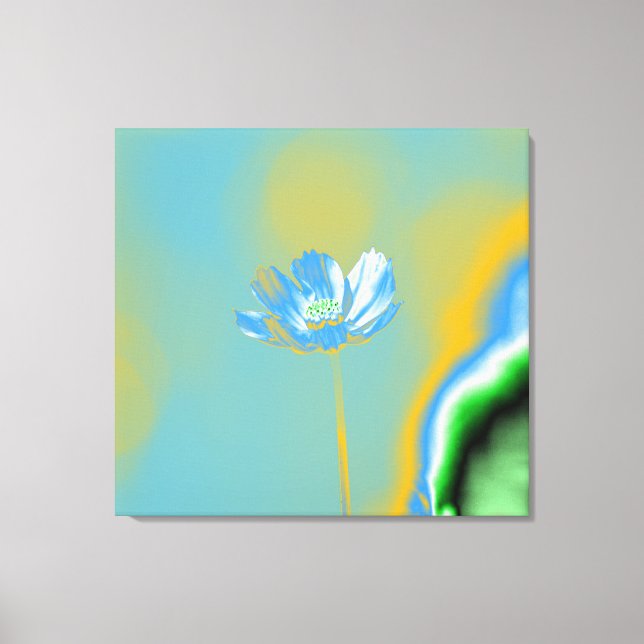 Impressão Em Tela Pop Art Blue Cosmos Flower (Frente)