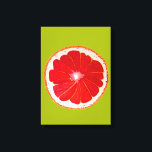 Impressão Em Tela Pop art citrinos cor-de-rosa<br><div class="desc">Uma fatia de toranja rosa giro e colorida e vibrante de uma pintura original do artista Sacha Grossel. Esta grande fruta de pop nos citros é rosa e muito brilhante e colorida contra um fundo de cores de verde limão personalizável. Quirky e original.</div>