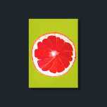 Impressão Em Tela Pop art citrinos cor-de-rosa<br><div class="desc">Uma fatia de toranja rosa giro e colorida e vibrante de uma pintura original do artista Sacha Grossel. Esta grande fruta de pop nos citros é rosa e muito brilhante e colorida contra um fundo de cores de verde limão personalizável. Quirky e original.</div>