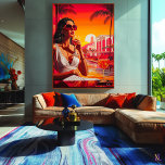 Impressão Em Tela Pop Art Glamoré no Sunset com Vinho<br><div class="desc">Capturar a elegância de uma noite tropical com esta ousada arte de pop com uma mulher glamourosa que desfruta de vinho ao pôr do sol. Com cores vibrantes e estilo retrorinspirado, essa trabalho de arte exude sofisticação e encanto tropical. Perfeito para fãs de pop, amantes de moda, e aqueles que...</div>