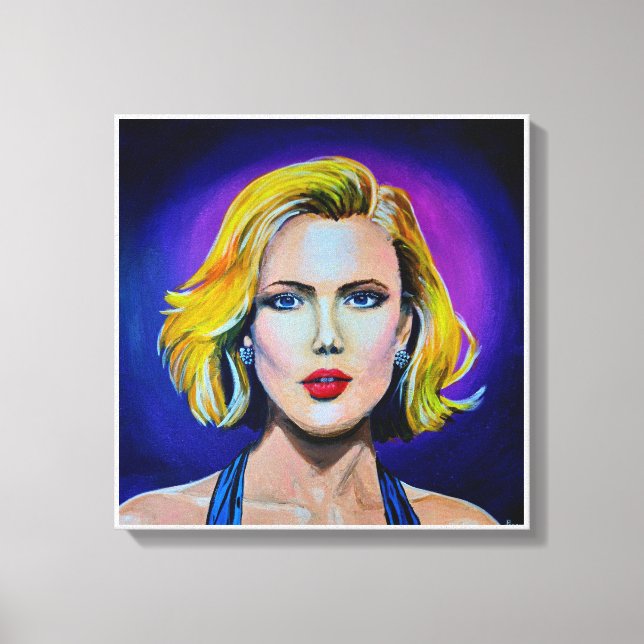 Impressão Em Tela Pop Art Scarlett Johansson Retrato (Frente)