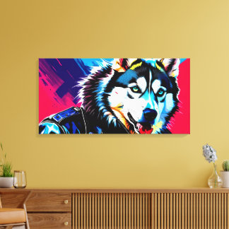 IMPRESSÃO EM TELA POP ART SIBERIAN HUSKY 5