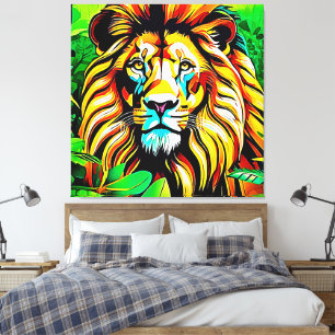 Impressão Em Tela Pop de Arte do Leão Selva