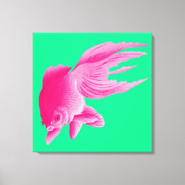 Impressão Em Tela Pop Moderno Verde Rosa Goldfish Grande