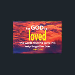 Impressão Em Tela POR DEUS TÃO AMADO O MUNDO John 3:16<br><div class="desc">Na moda John 3:16 PARA DEUS TÃO AMADO O MUNDO, Christian Canvas Print, mostrando o céu vermelho, nublado e a tipografia branca e amarela. A citação cristã inspiradora baseia-se em John 3:16 - "Por Deus tanto amou o mundo que deu a Seu único filho indigno, que qualquer pessoa que acredite...</div>