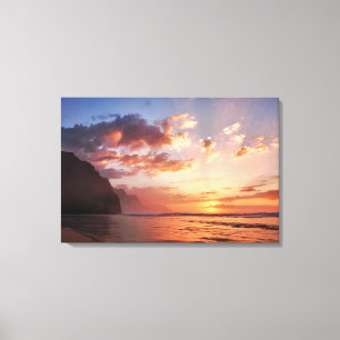 Impressão Em Tela Pôr do sol ao longo da costa de Kauai