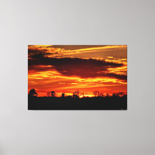 Impressão Em Tela Pôr do Sol Ardente Sobre Árvores Silhuetadas
