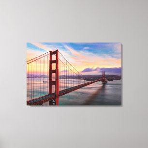 Impressão Em Tela Por do sol bonito do inverno em golden gate bridge