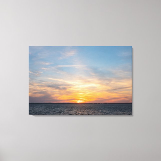 Impressão Em Tela pôr do sol cense na lagoa italiana de Orbetello (Frente)