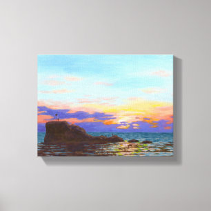 Impressão Em Tela pôr do sol da praia de Perranporth