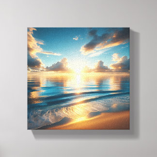 Impressão Em Tela Pôr do sol dourado de tirar o fôlego sobre o ocean