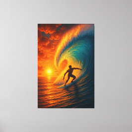 Impressão Em Tela Pôr do Sol Épico na Onda de Surf – Arte de Parede 