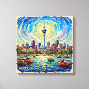 Impressão Em Tela Pôr do sol na Marina de Auckland em Tela