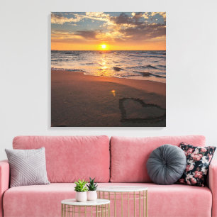 Impressão Em Tela Pôr do Sol na Praia Arte de Parede em Tela Horizo