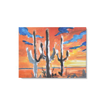 Pôr do Sol no Deserto Saguaro Neo-Expressionista
