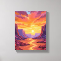 Pôr do sol no desfiladeiro do deserto | Pintura am