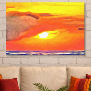 Impressão Em Tela Pôr do Sol no Oceano de Puerto Vallarta 2443 Arte