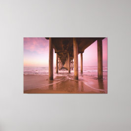 Impressão Em Tela Pôr do sol no píer de Huntington Beach (Tela 60x40