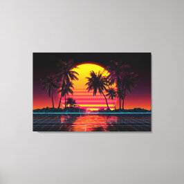 Impressão Em Tela Pôr do Sol Palma Grade Neon