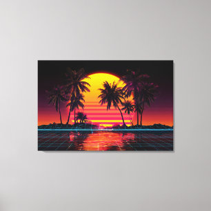 Impressão Em Tela Pôr do Sol Palma Grade Neon