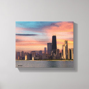 Impressão Em Tela Pôr do sol profundo Chicago 