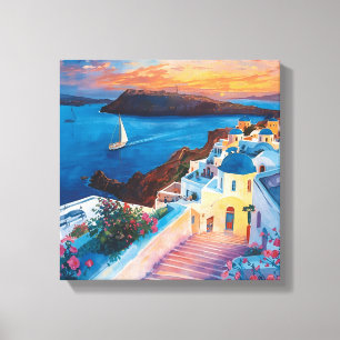 Impressão Em Tela Pôr do sol romântico em Santorini