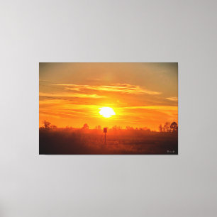 Impressão Em Tela Pôr do Sol Sereno Sobre Campos Abertos