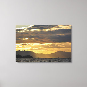 Impressão Em Tela Pôr do sol sobre a baía de Ketchikan
