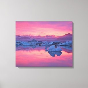 Impressão Em Tela Pôr do sol sobre a lagoa glaciar de Jokulsarlon