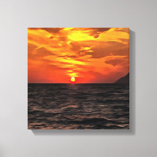 Impressão Em Tela Pôr Do Sol Sobre A Paisagem Do Mar Egeu