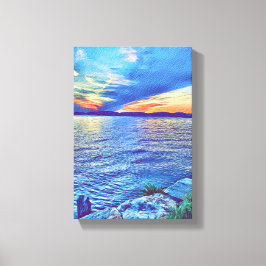 Impressão Em Tela Pôr do sol sobre a ponte Tappan Zee em Nova Iorque