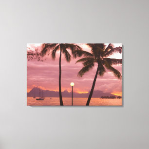 Impressão Em Tela Pôr do sol sobre Moorea a partir de Sofitel Maeva