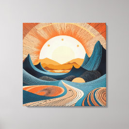Impressão Em Tela Pôr do Sol Surreal no Deserto Abstrato