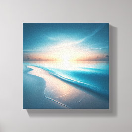Impressão Em Tela Pôr do Sol Tropical Minimalista sobre Turquesa Cal