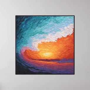Impressão Em Tela Pôr do Sol Turbulento Sobre as Ondas do Oceano Art