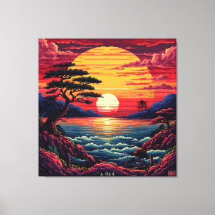 Impressão Em Tela Pôr do sol vibrante sobre a paisagem oceânica