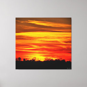 Impressão Em Tela Pôr do Sol Vibrante Sobre Árvores
