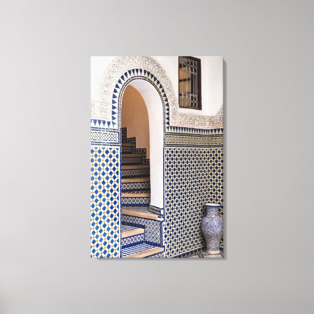 Impressão Em Tela Porta com azulejos marroquinos (Frente)