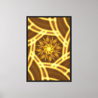 Impressão Em Tela “Portal Estelar Luminoso – Fractal Dourado Simétri
